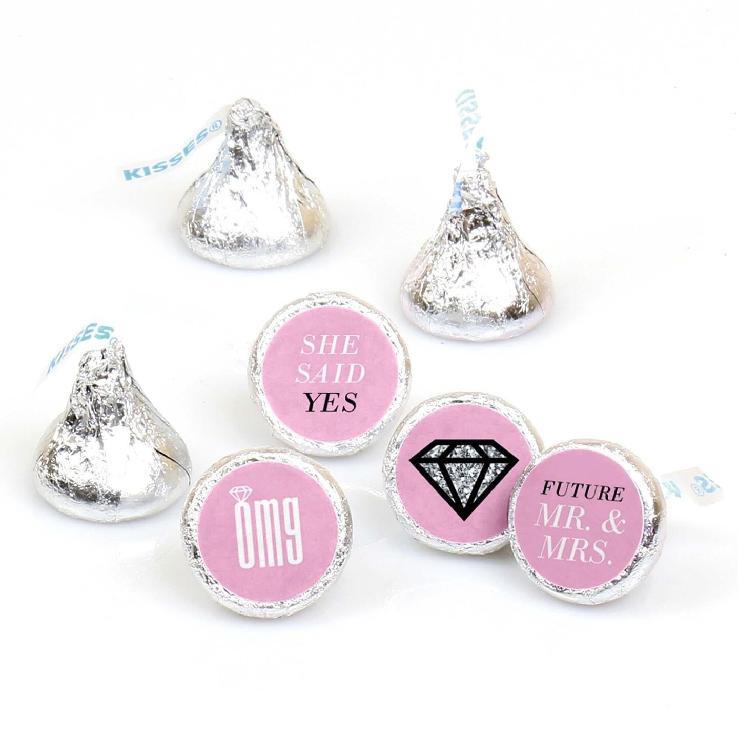 Big Dot of Happiness Omg, You're Getting Married - Engagement Party Round Candy Sticker Favors - Labels Fits Chocolate Candy (1 Sheet of 108)