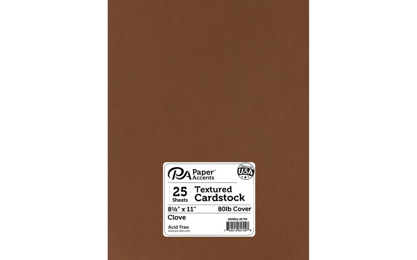 PA Paper Accents Textured Cardstock 8.5&#xFFFD; x 11&#xFFFD; Clove, 80lb colored cardstock paper for card making, scrapbooking, printing, quilling and crafts, 25 piece pack