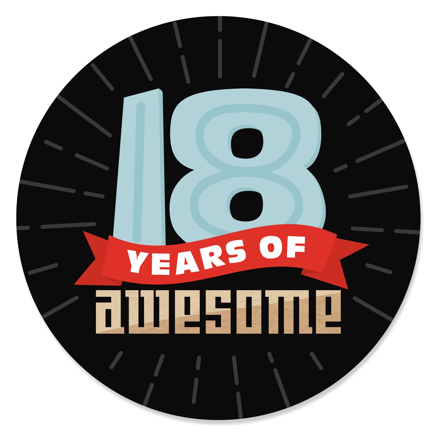 Big Dot of Happiness Boy 18th Birthday - Eighteenth Birthday Party Circle Sticker Labels - 24 Count