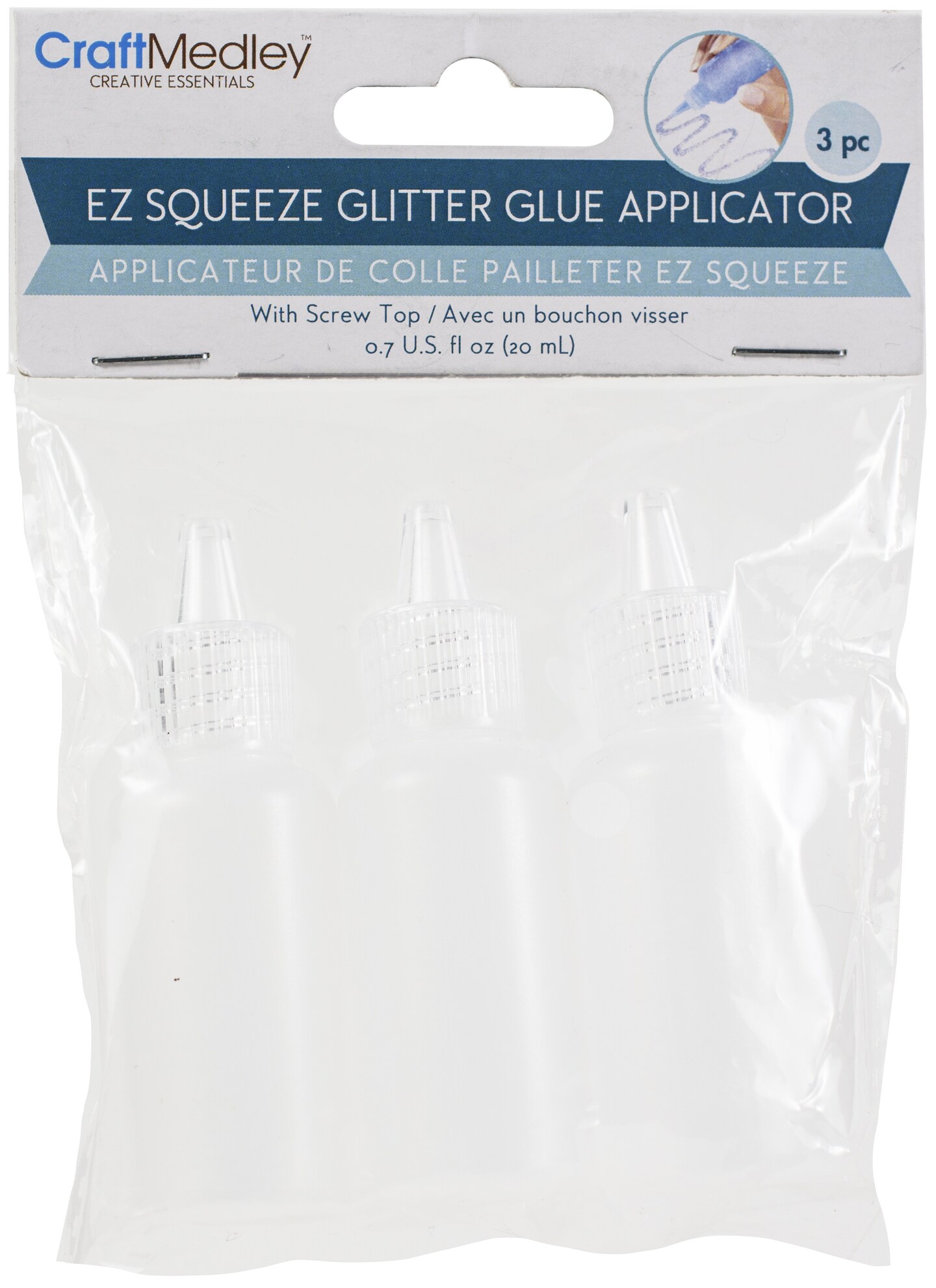Craft Medley Empty Glitter Glue Applicator Bottle 3/Pkg-20ml