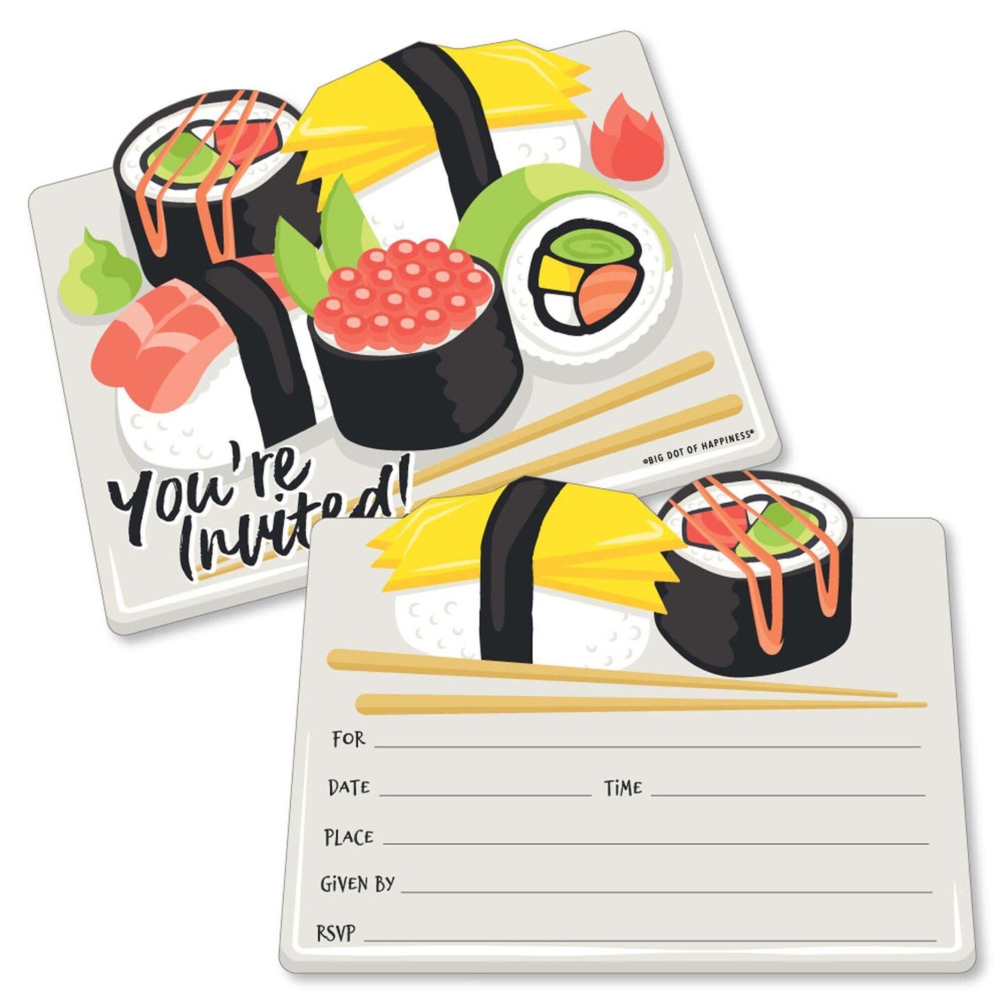 Big Dot of Happiness Let's Roll - Sushi - Shaped Fill-in Invitations ...