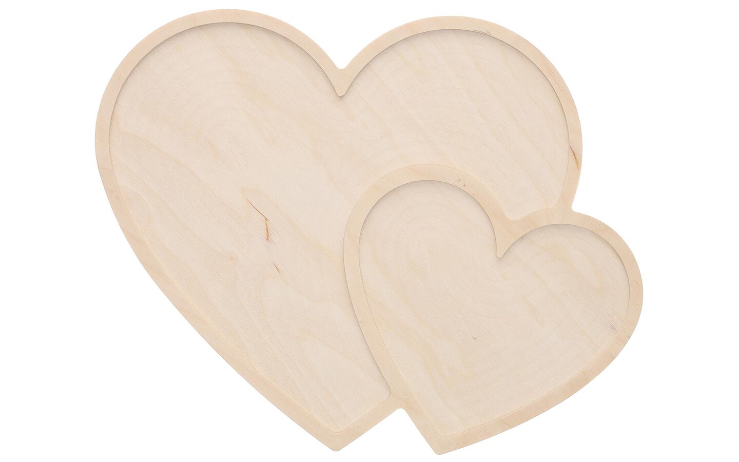 Welled Wood Surface, Hearts shaped, 11.3 x 9, for wooden trays