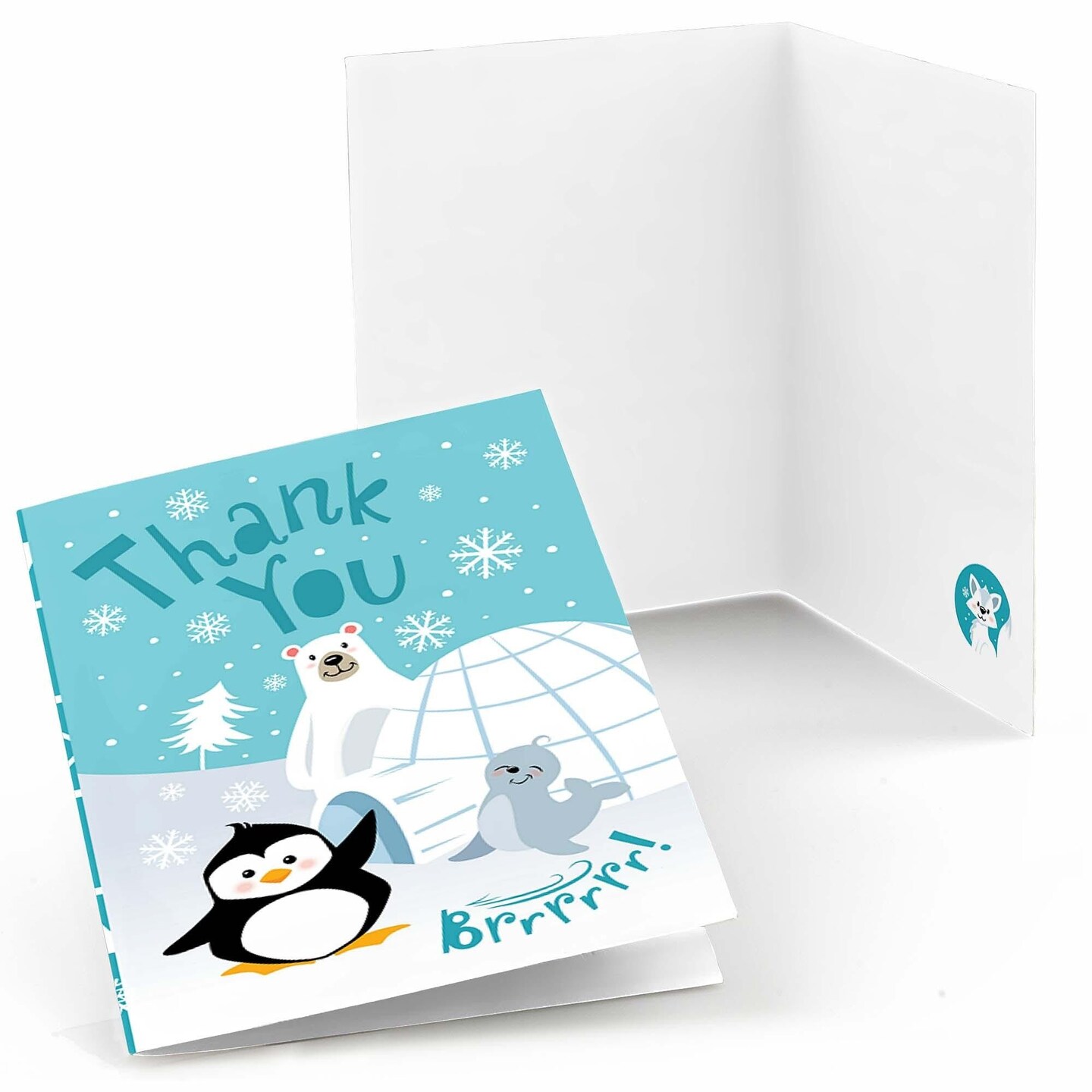Big Dot of Happiness Arctic Polar Animals - Winter Baby Shower or Birthday Party Thank You Cards (8 Count)