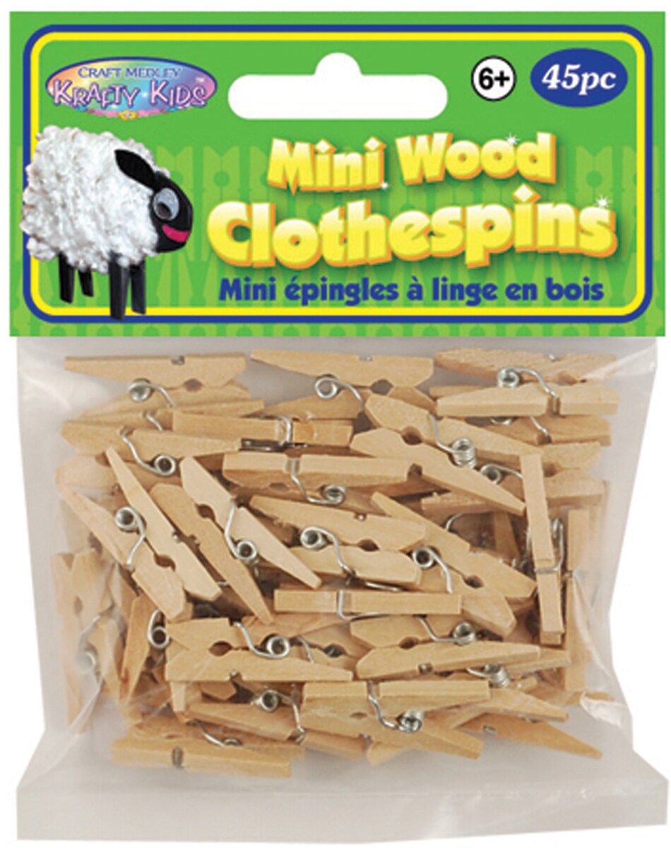 Mini Wood Clothespins-Natural 1&#x22; 45/Pkg
