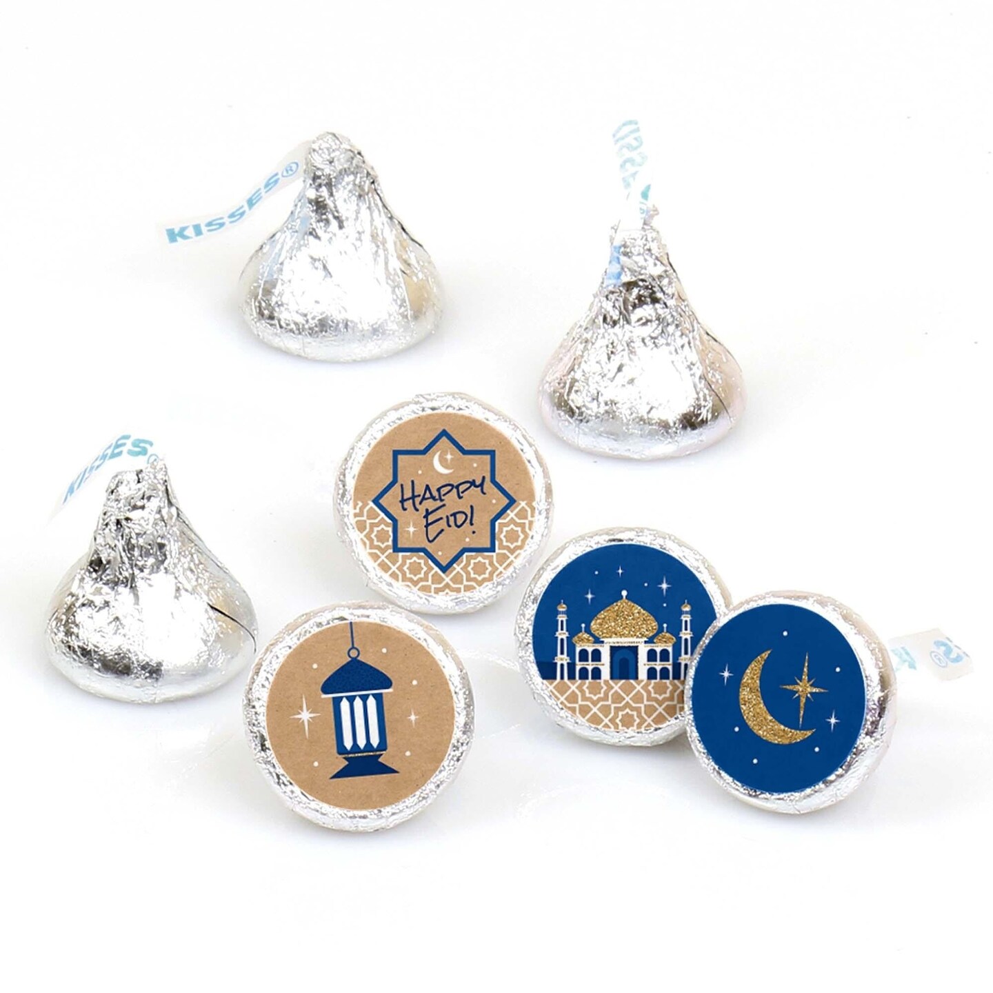 Big Dot of Happiness Ramadan - Eid Mubarak Round Candy Sticker Favors - Happy Eid - Labels Fits Chocolate Candy (1 sheet of 108)