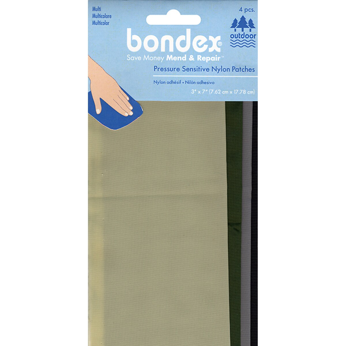 Bondex Nylon Repair Fabric 3&#x22;X7&#x22; 4/Pkg-Multicolor