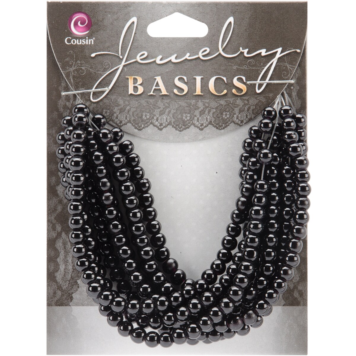 CousinDIY Jewelry Basics Glass Beads 4mm 300/Pkg-Black Opaque Round