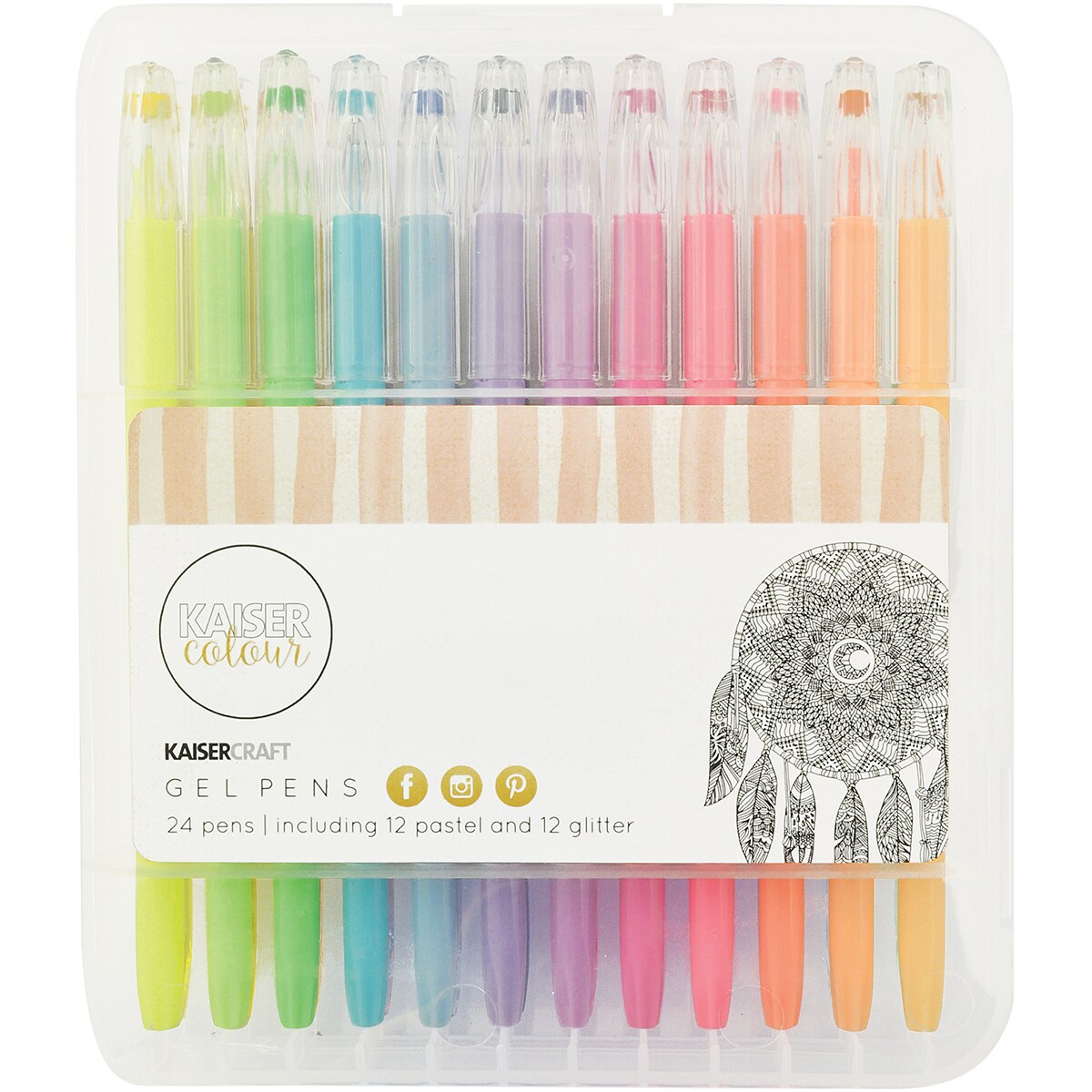 Kaiser Colour Gel Pens 24/Pkg-Pastel &#x26; Glitter; 12Ea