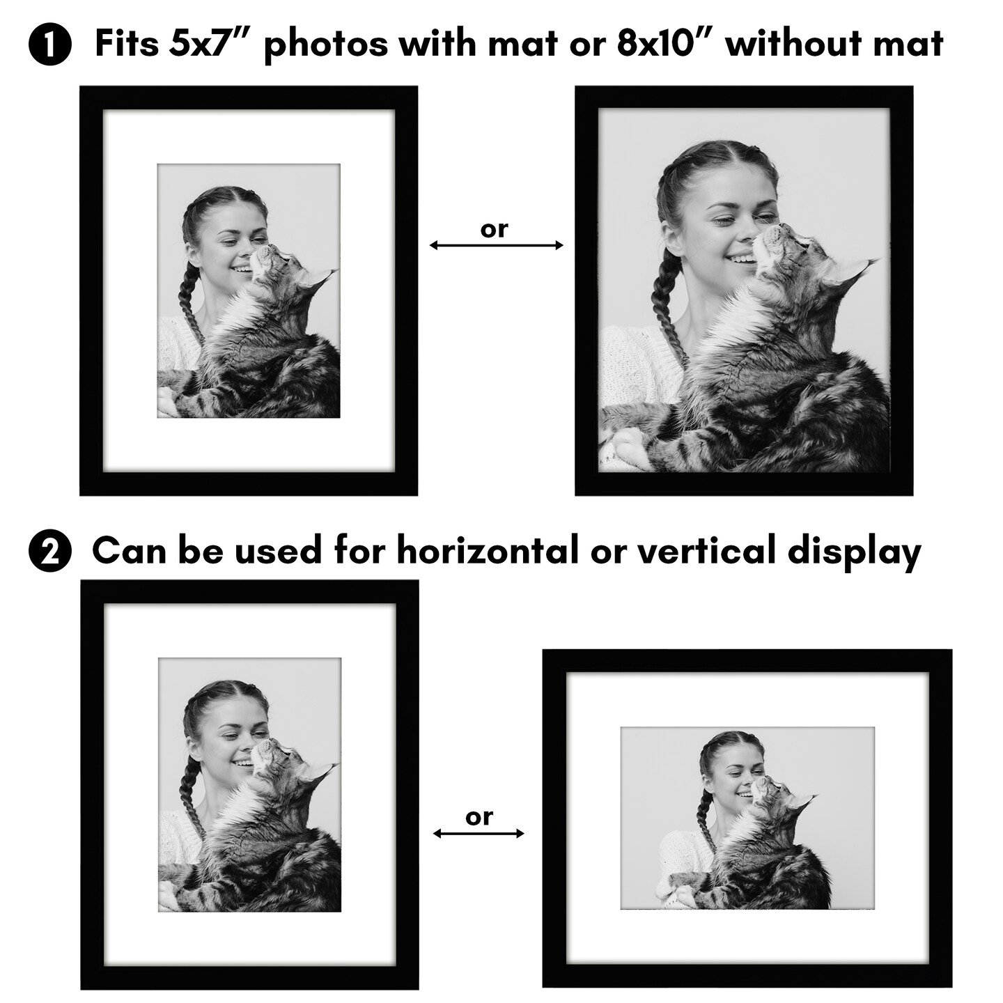 Americanflat 2 Pack of Picture Frames with Mat - Plexiglass Cover