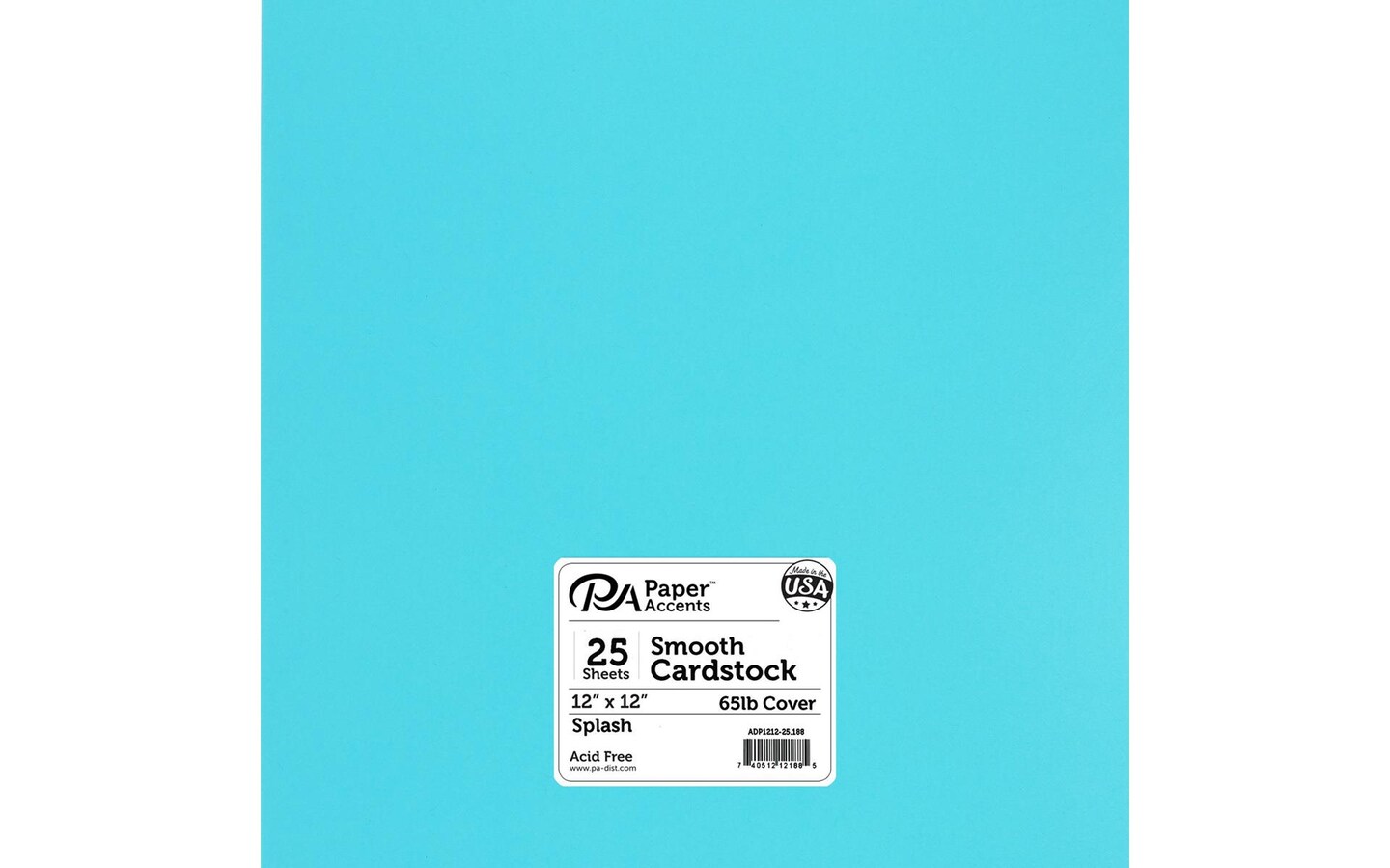 PA Paper Accents Smooth Cardstock 12&#x22; x 12&#x22; Splash, 65lb colored cardstock paper for card making, scrapbooking, printing, quilling and crafts, 25 piece pack
