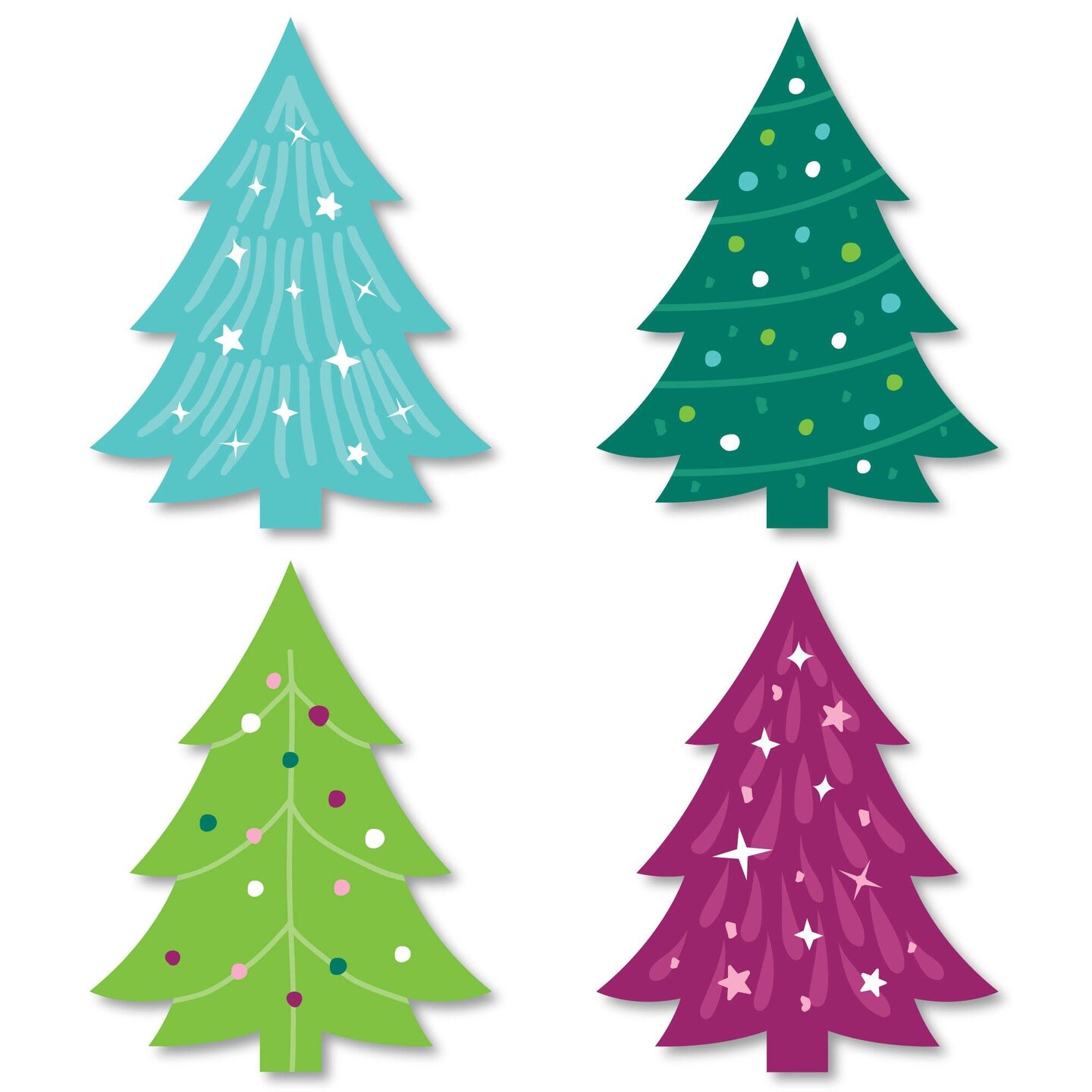 Big Dot of Happiness Merry and Bright Trees - DIY Shaped Colorful Whimsical Christmas Party Cut-Outs - 24 Count