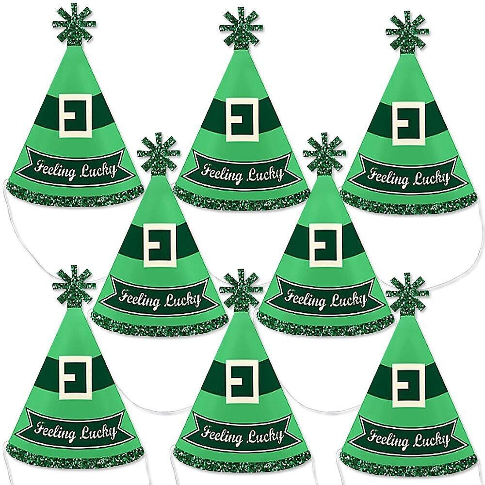 Big Dot of Happiness St. Patrick&#x27;s Day - Mini Cone Saint Paddy&#x27;s Day Party Hats - Small Little Party Hats - Set of 8