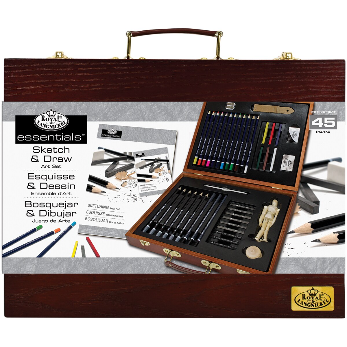Royal &#x26; Langnickel(R) essentials(TM) Wooden Box Art Set-Sketch &#x26; Draw 45/Pkg