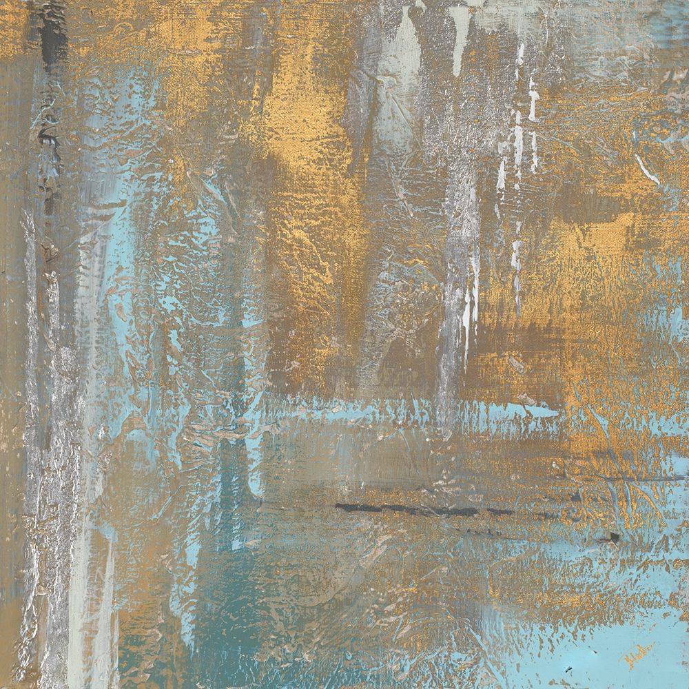 Gold Abstract on Teal Poster Print by Patricia Pinto - Item # VARPDX12450A