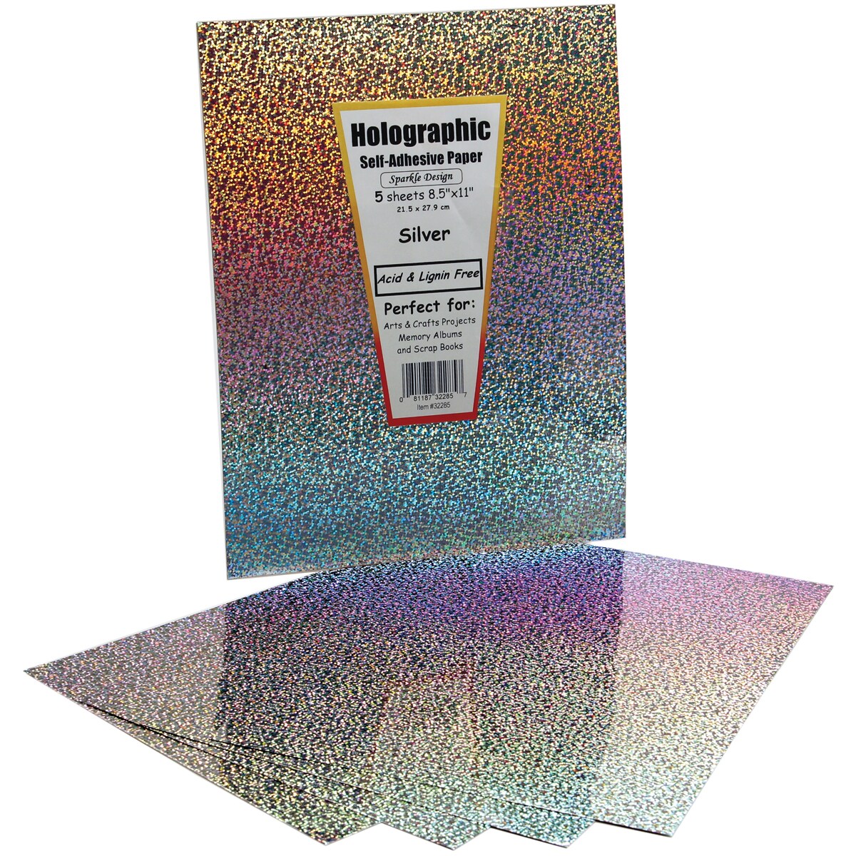 Hygloss Self-Adhesive Specialty Paper 8.5"X11" 5/Pkg-Silver Holographic