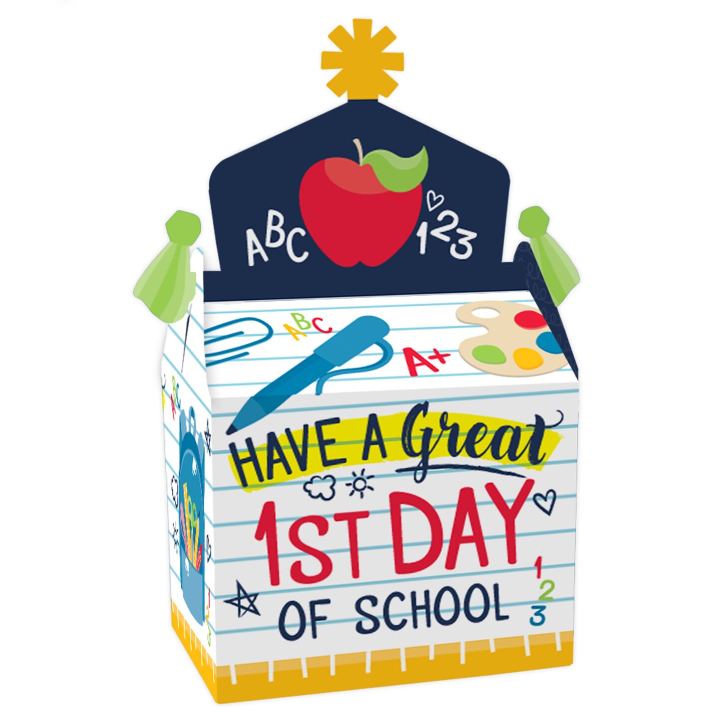 Big Dot of Happiness First Day of School - Treat Box Party Favors - Back to School Classroom Decorations Goodie Gable Boxes - Set of 12