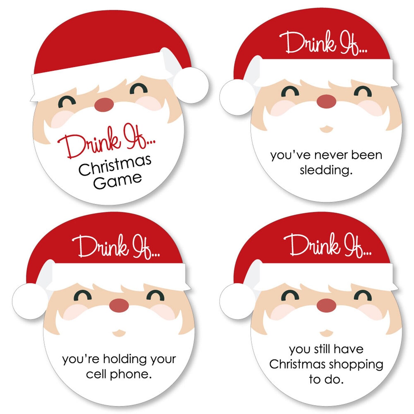 Big Dot of Happiness Drink If Game - Jolly Santa Claus - Christmas Party Game - 24 Count