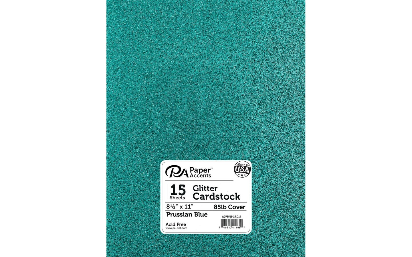 PA Paper Accents Glitter Cardstock 8.5" x 11" Prussian Blue, 85lb colored cardstock paper for