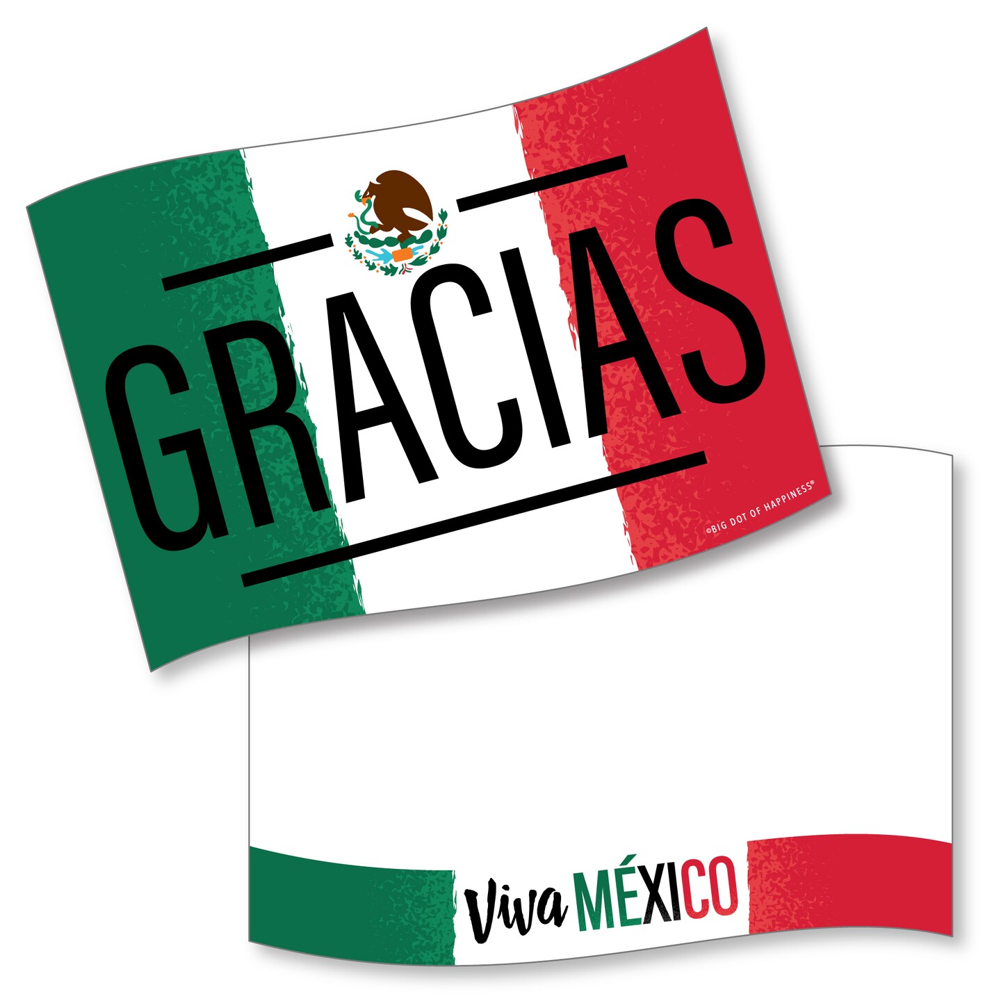 Big Dot of Happiness Viva Mexico - Shaped Thank You Cards - Mexican Independence Day Party Thank You Note Cards with Envelopes - Set of 12