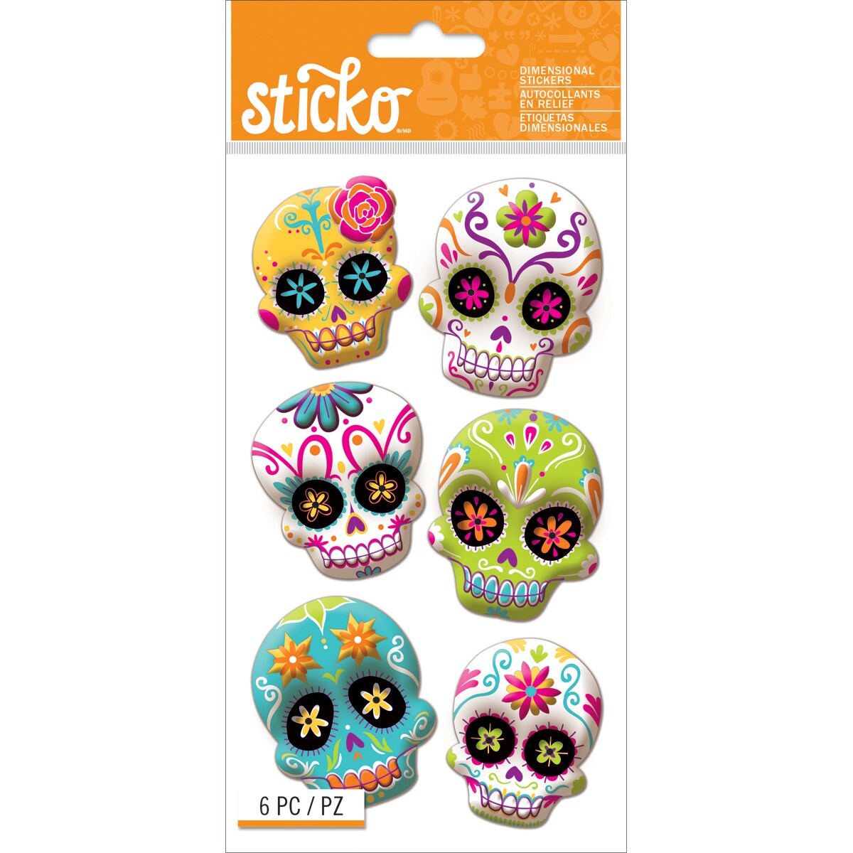 Sticko Dimensional Stickers-Sugar Skull | Michaels