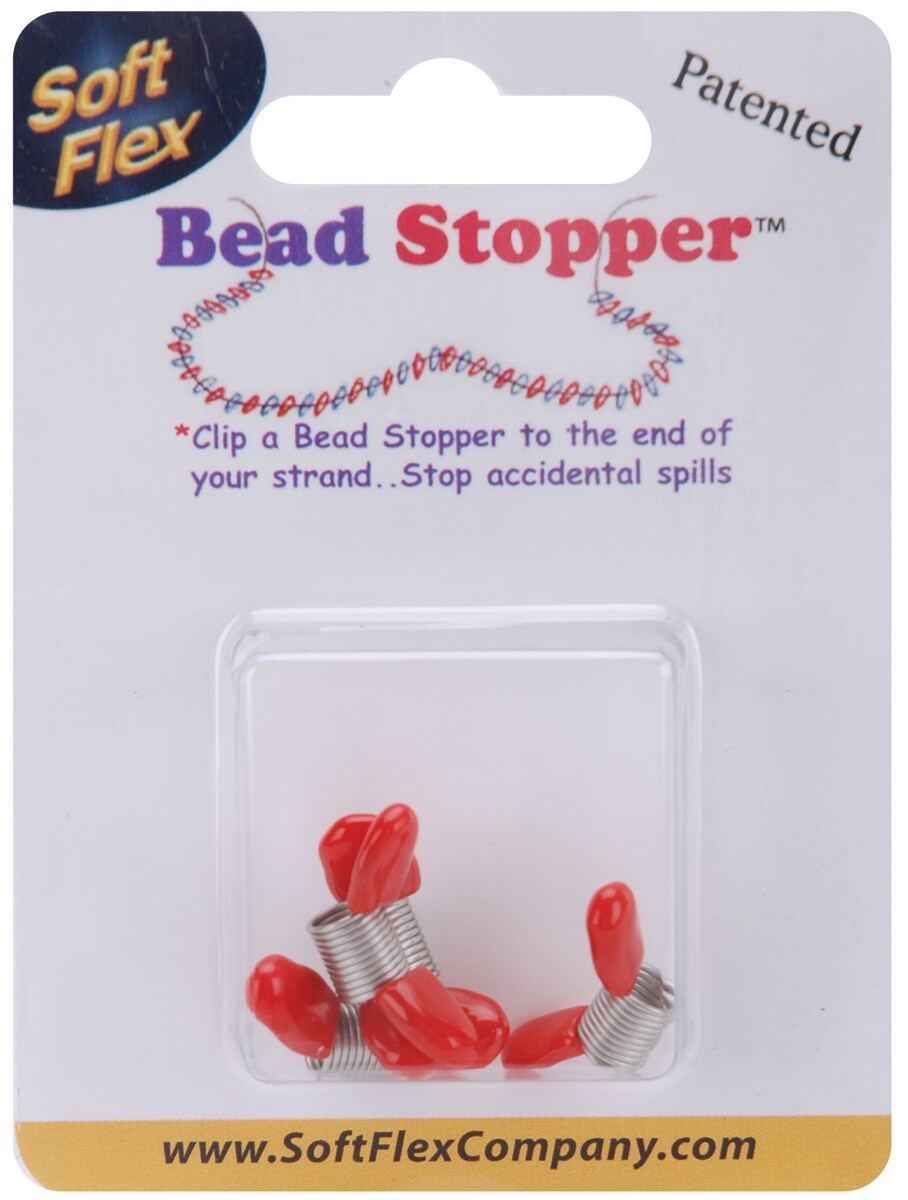 Soft Flex Mini Bead Stoppers 4/Pkg-Plastic Topped Metal