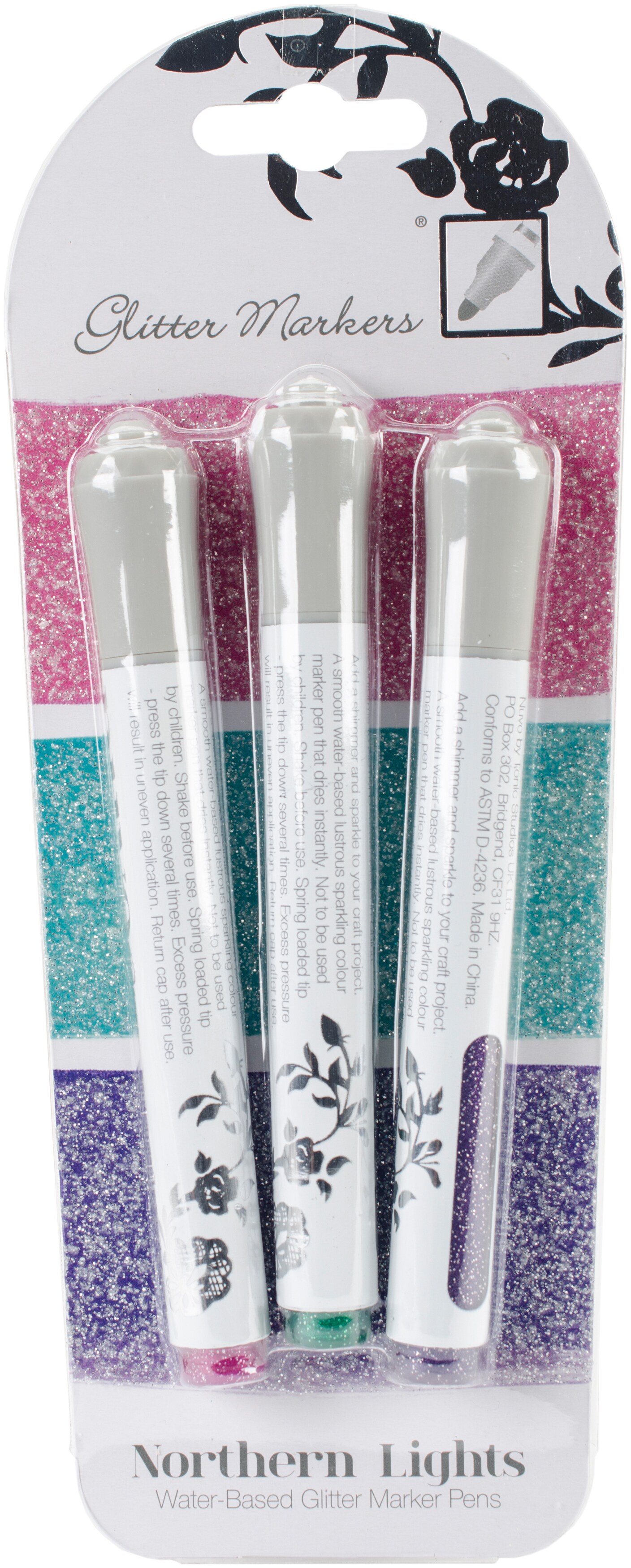 Nuvo Glitter Markers 3/Pkg-Northern Lights