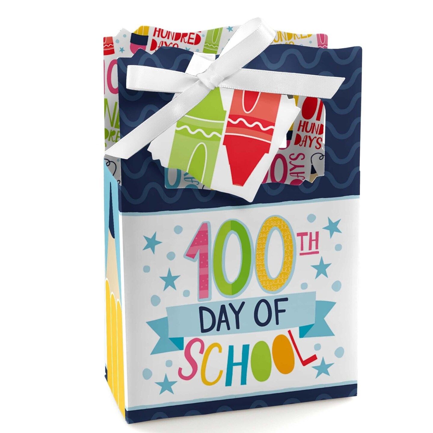 Big Dot of Happiness Happy 100th Day of School - 100 Days Party Favor Boxes - Set of 12