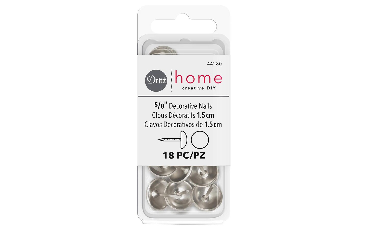 Dritz Home Decorative Nails 5/8&#x22; Rnd Br Slvr 18pc