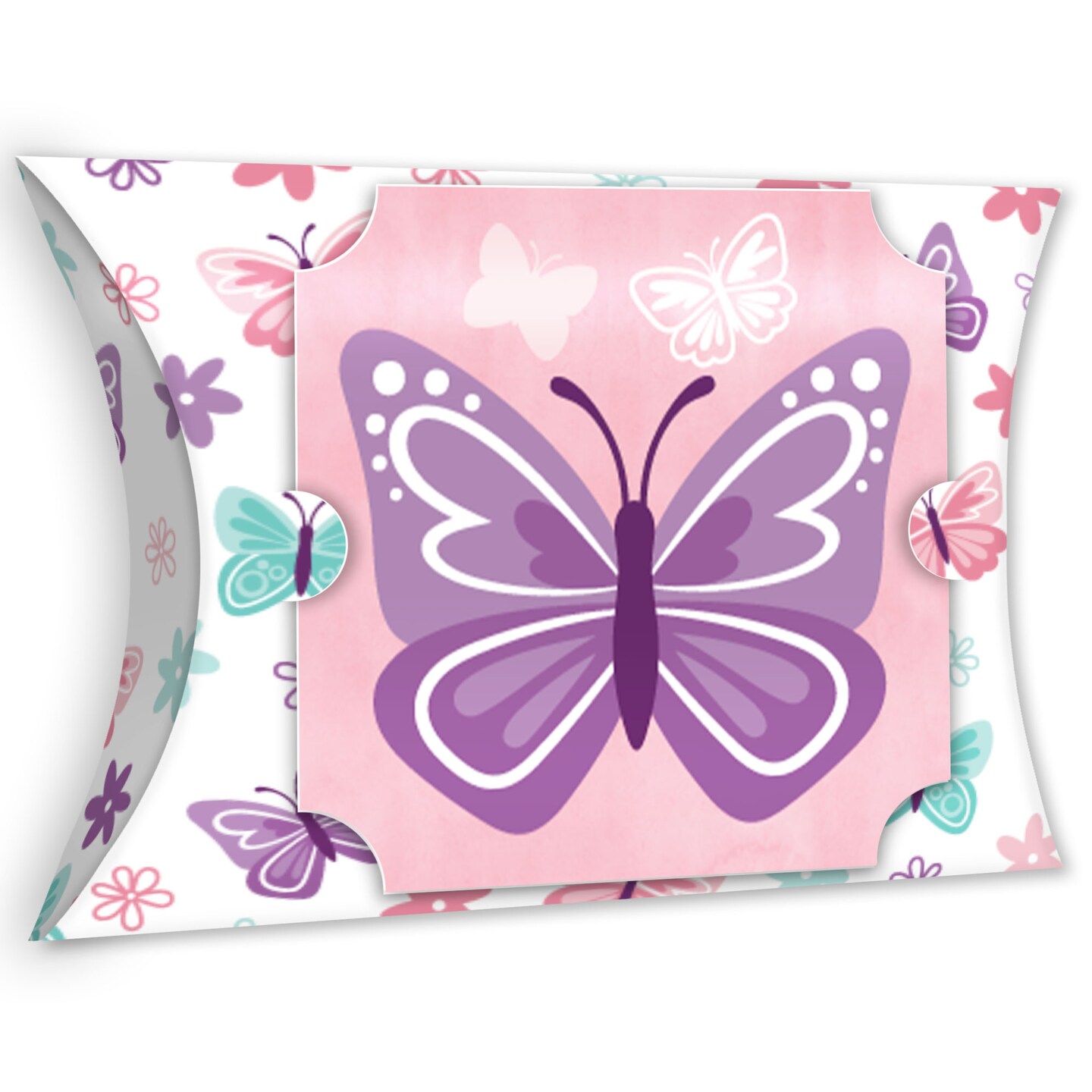 Big Dot of Happiness Beautiful Butterfly - Favor Gift Boxes - Floral Baby Shower or Birthday Party Large Pillow Boxes - Set of 12