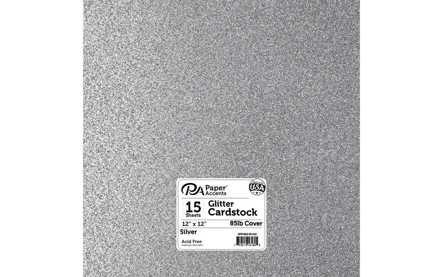 PA Paper Accents Glitter Cardstock 12? x 12? Silver, 85lb colored cardstock paper for card making, scrapbooking, printing, quilling and crafts, 15 piece pack