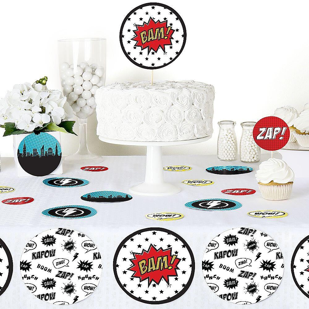 Big Dot of Happiness Bam Superhero - Baby Shower or Birthday Party Giant Circle Confetti - Party Decorations - Large Confetti 27 Count