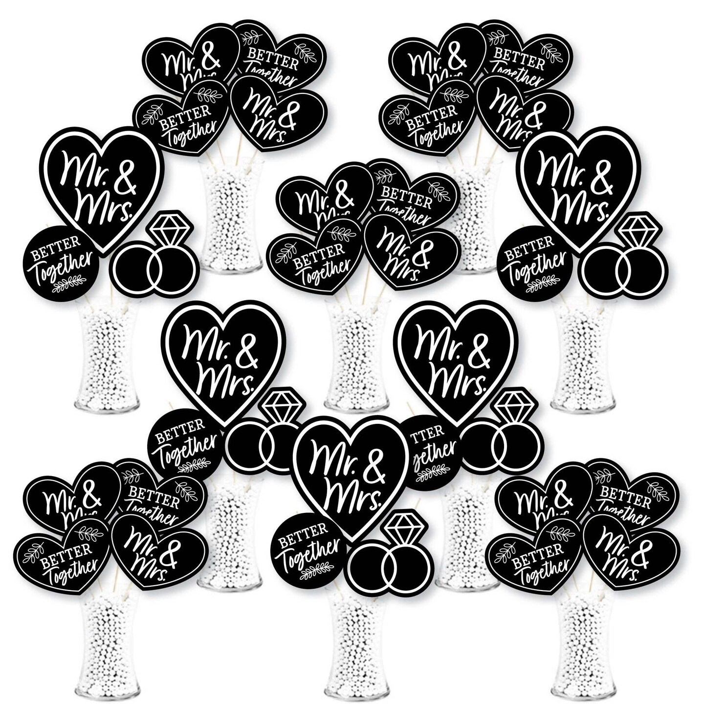 Big Dot Of Happiness Mr. And Mrs. - Black And White Wedding Or