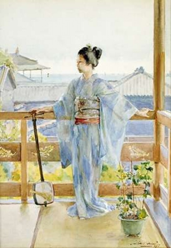 Geisha Standing On a Balcony Poster Print by Anton Alois Stern - Item # VARPDX267344