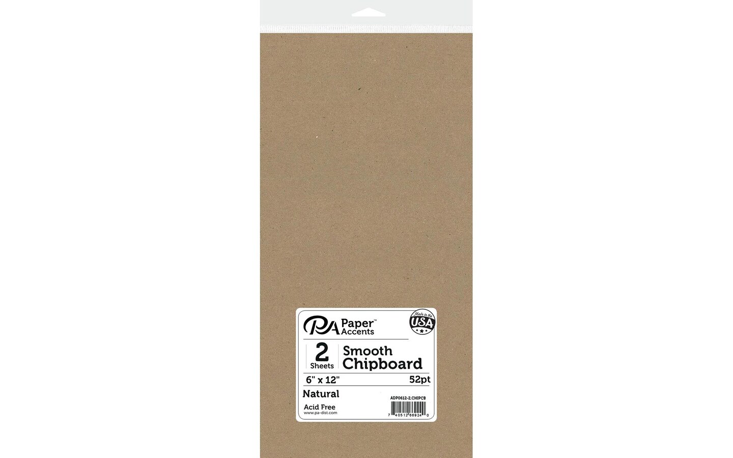 Chipboard 6x12 1X Heavy 52pt Natural 2pc