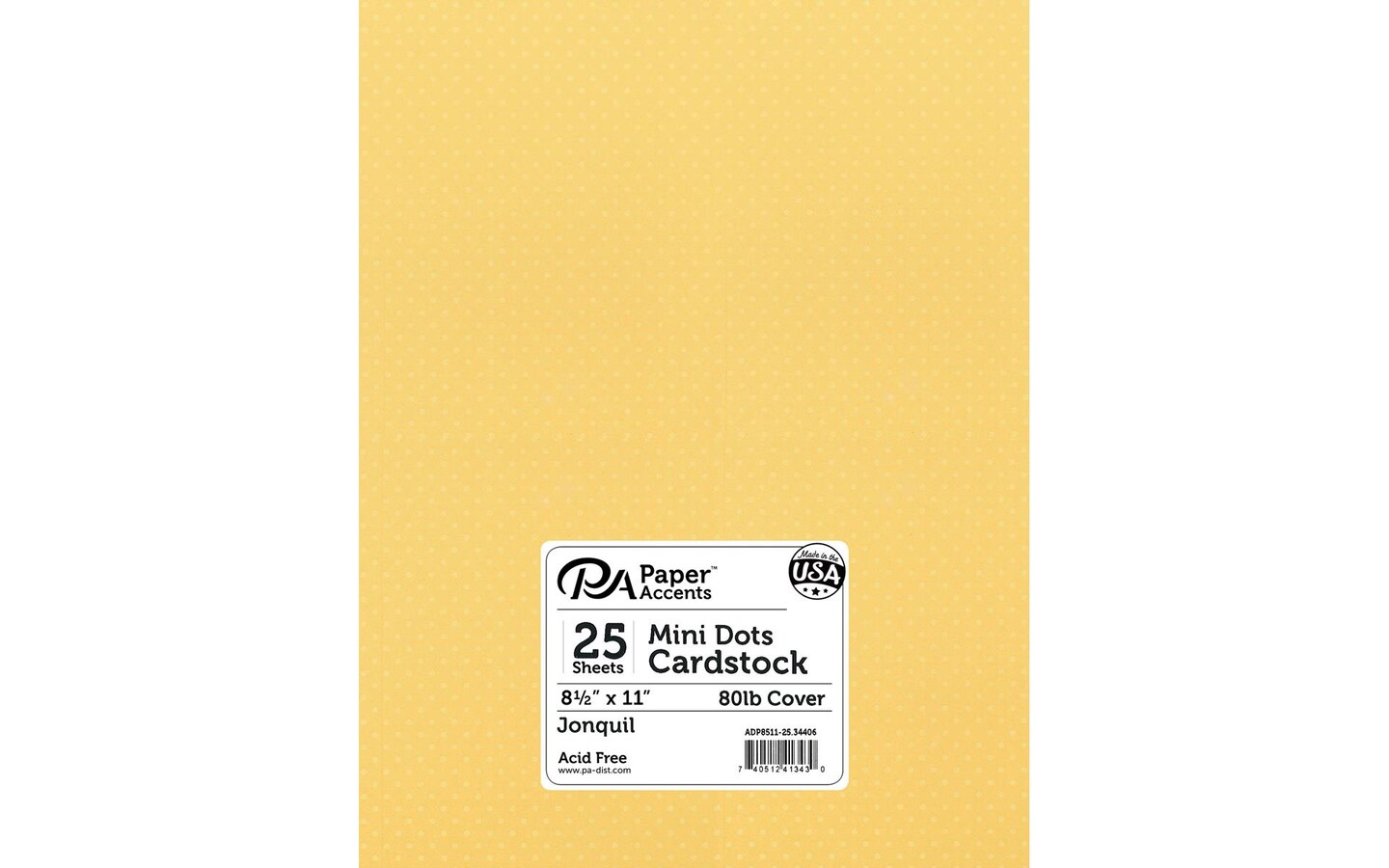 PA Paper Accents Mini Dots Cardstock 8.5" x 11" Jonquil, 80lb colored