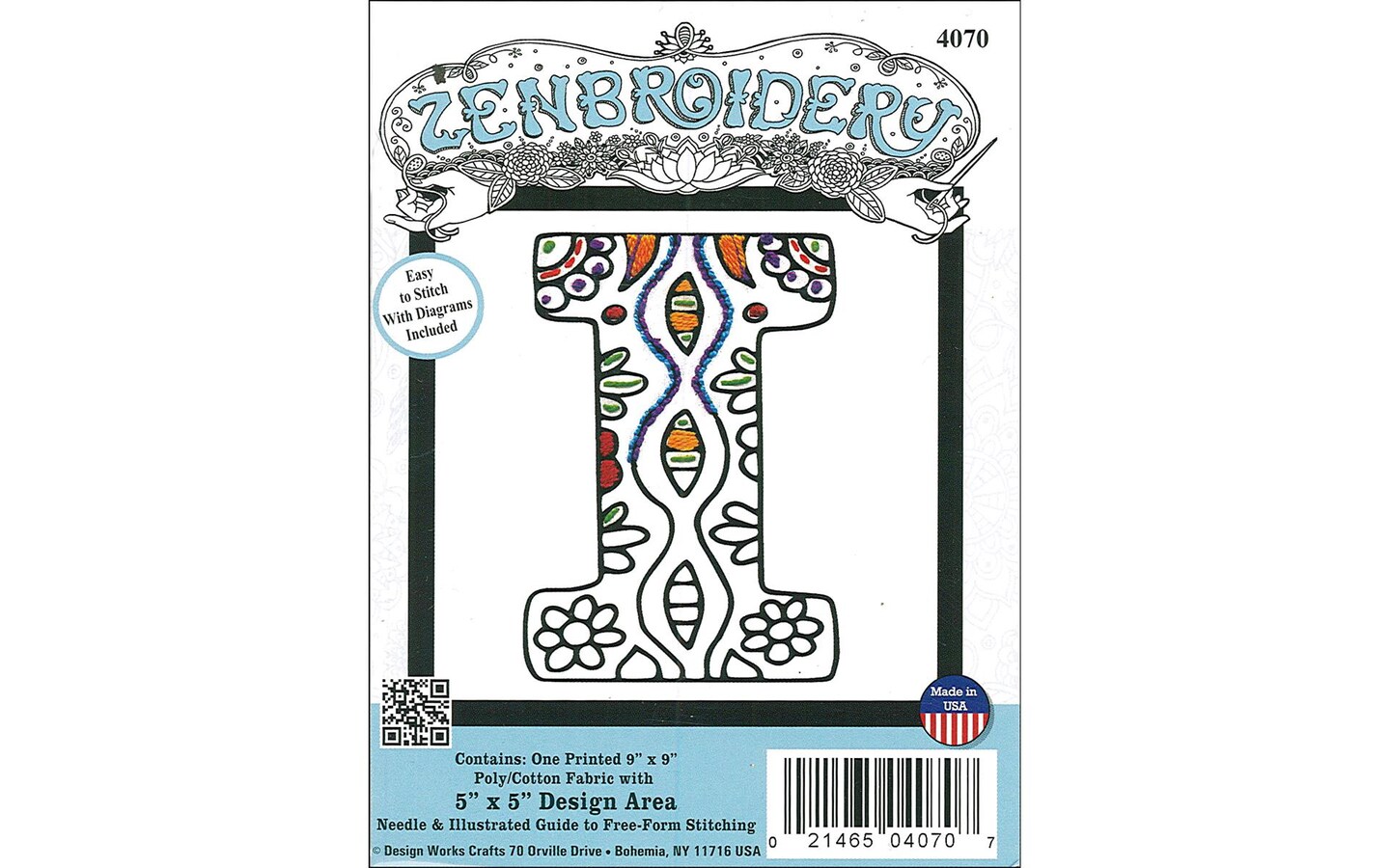 Design Works Zenbroidery Fabric 5x5 Letter I