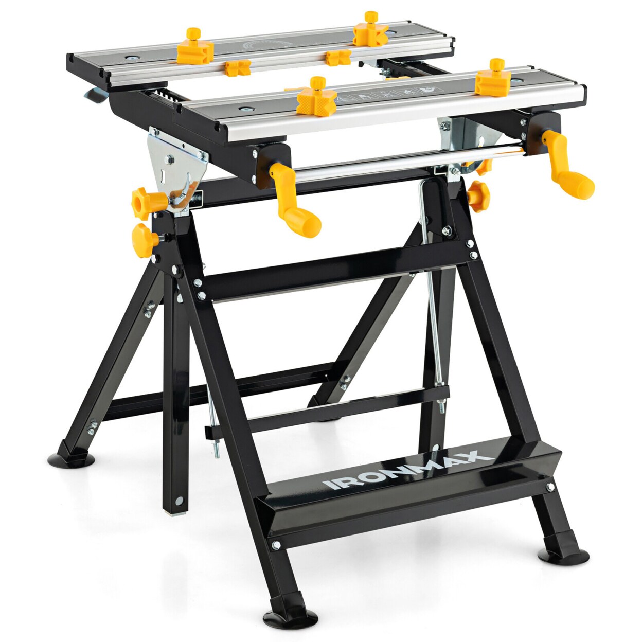 Folding Work Table Portable Workbench W/ Adjustable Height And Tiltable Platform