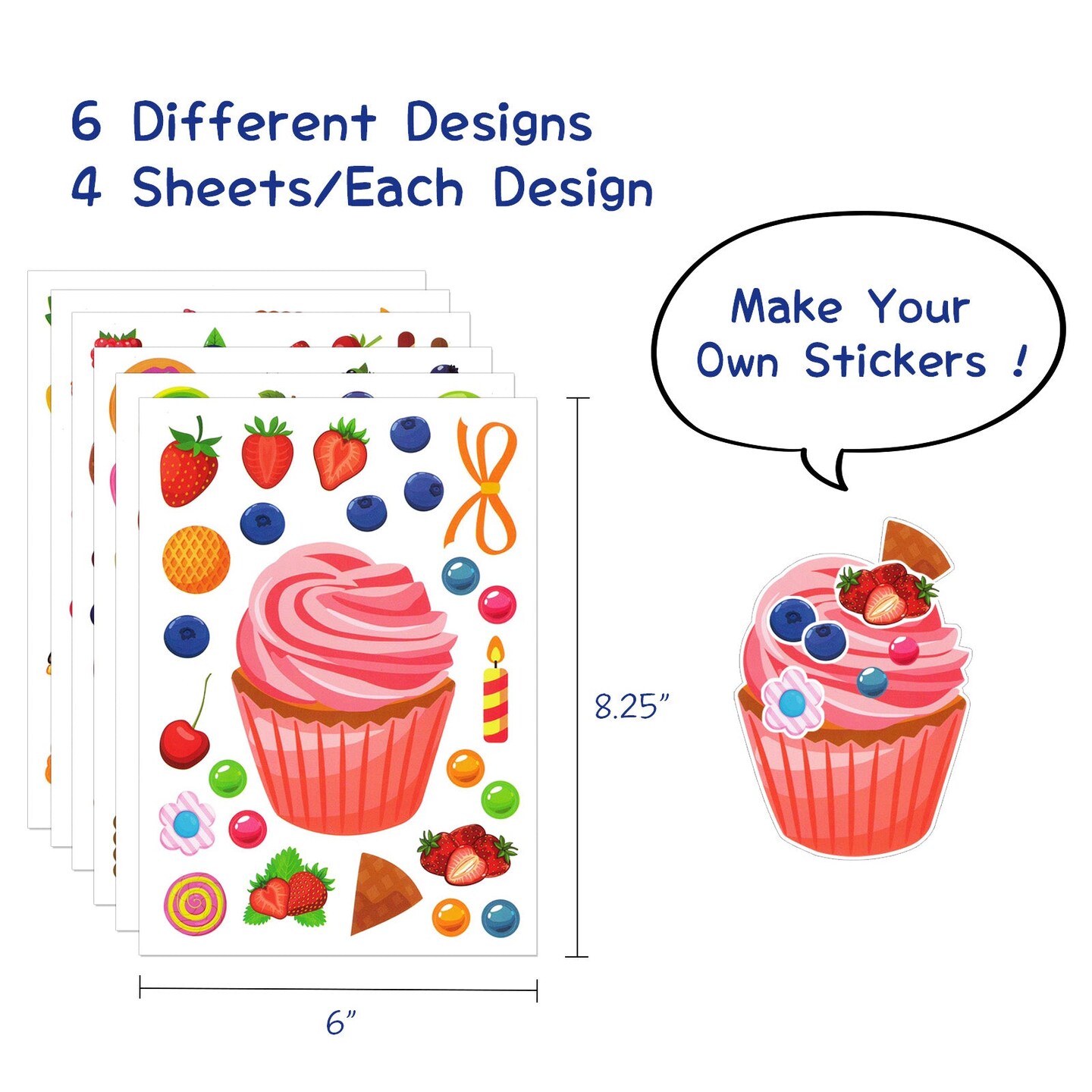 Wrapables Make Your Own Sticker Sheets, DIY Make a Face Animal, Food, Party Favor Stickers (24 Sheets)