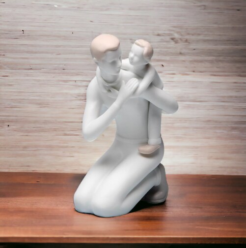 Ceramic Father &#x26; Son Bonding Figurine, Gift for Him, Gift for Dad, Nursery Room Decor, Home Decor, Baby Shower Gift