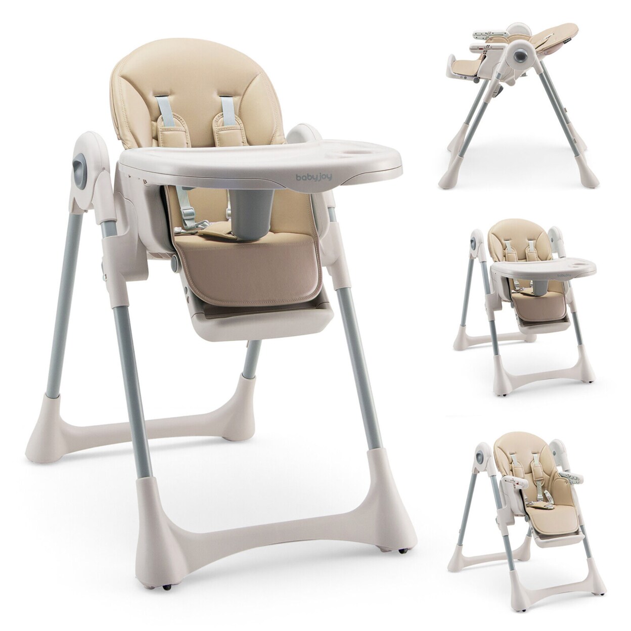 Gymax Baby High Chair Folding Baby Dining Chair w Adjustable Height Footrest