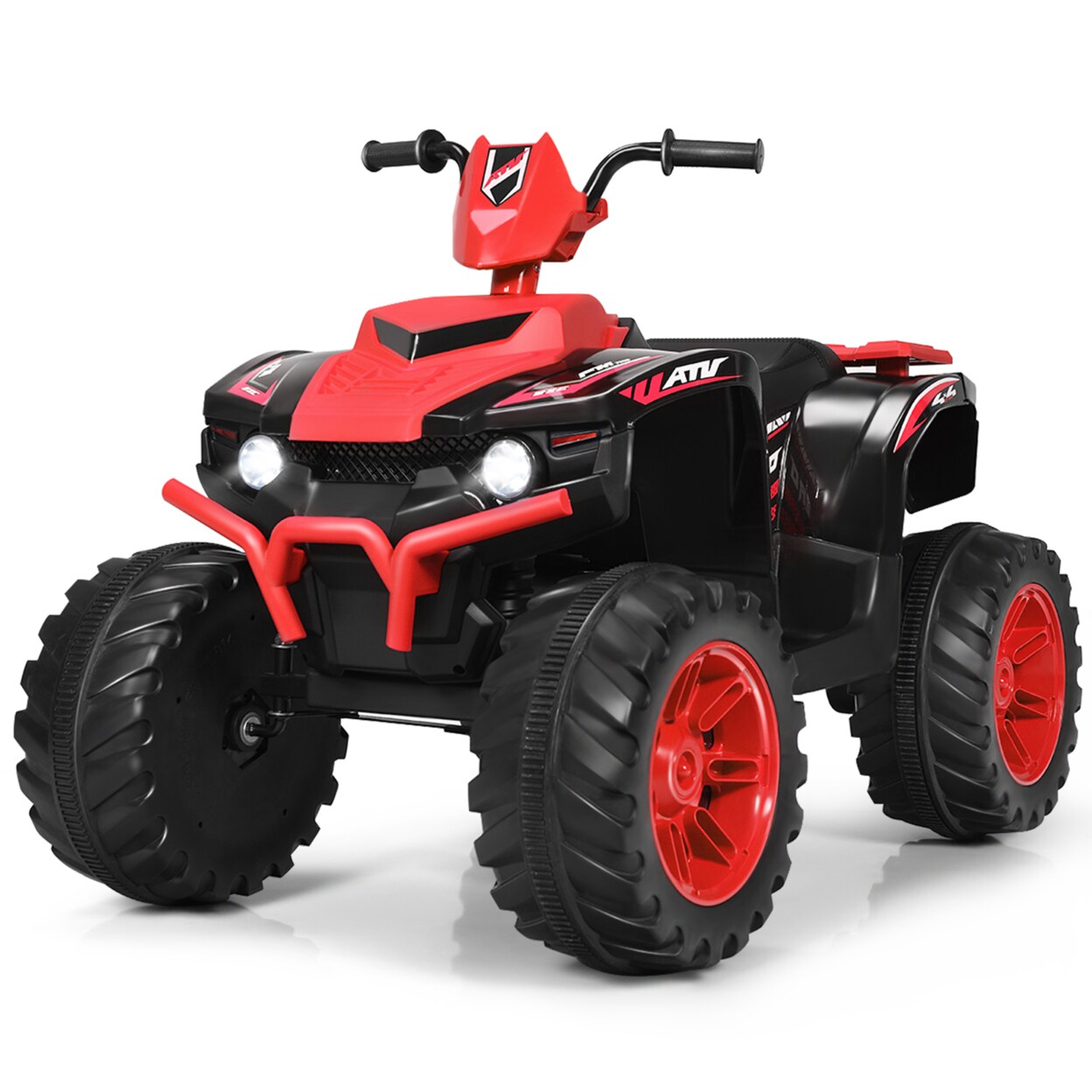 Gymax 12V Electric Kids Ride On Car Atv 4-Wheeler Quad W/ Music Led Light Red