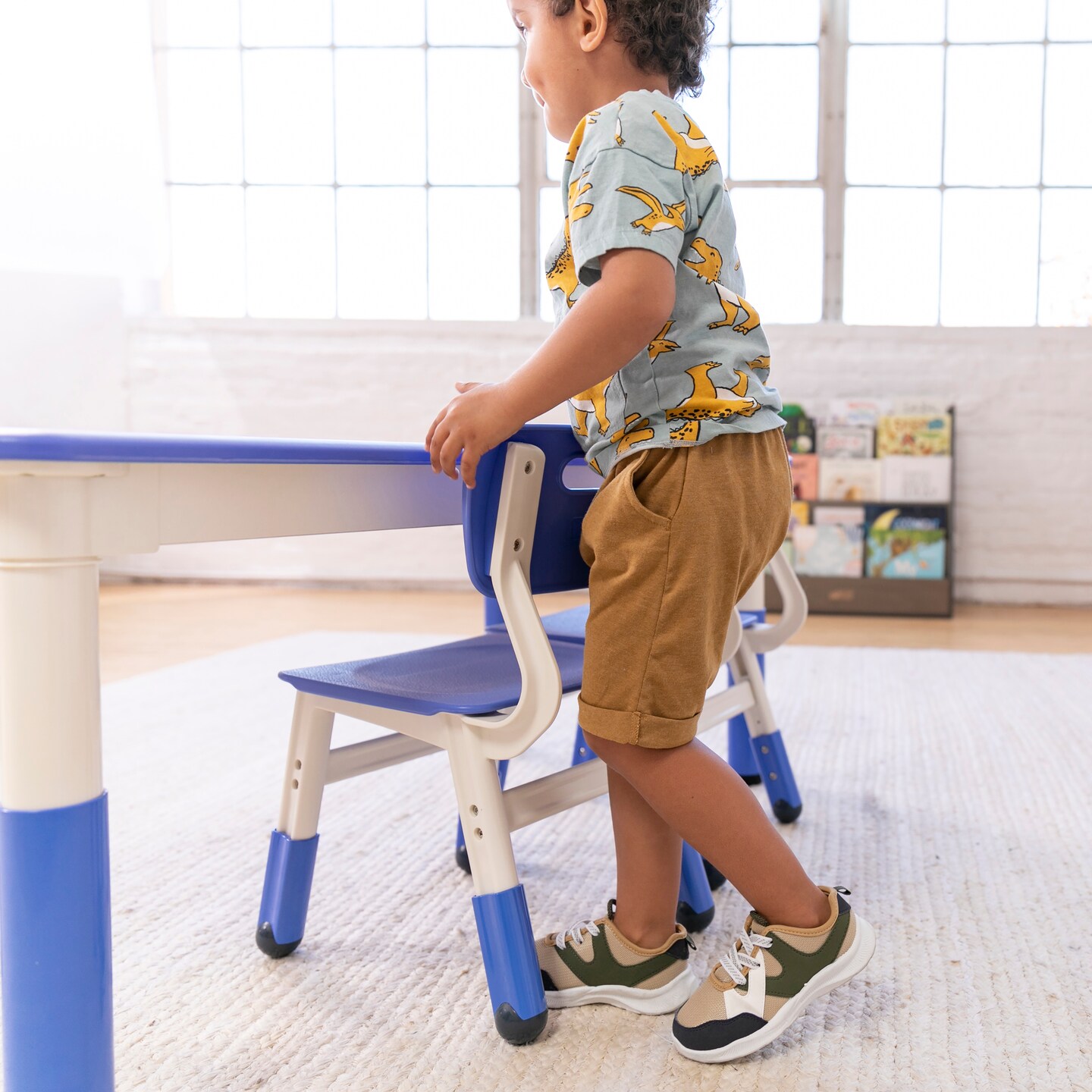 Rectangle Dry-Erase Activity Table and 2 Adjustable Height Plastic Chairs, 3-Piece