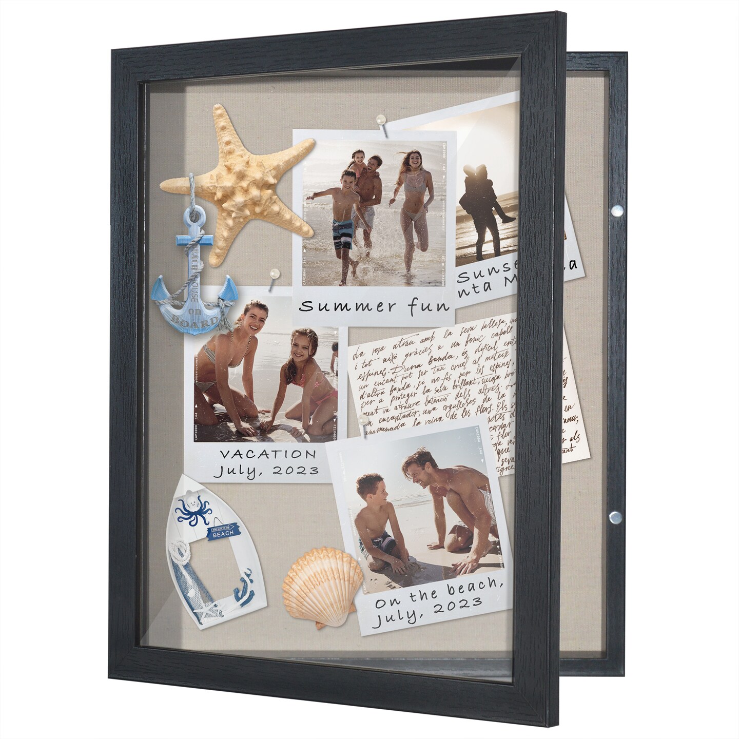 Americanflat Front Loading Shadow Box Frame - 1.5 Interior Depth for Memorabilia - Display Case for Keepsakes - Magnetic Closure - Includes Pins to Secure Items - Hanging Hardware