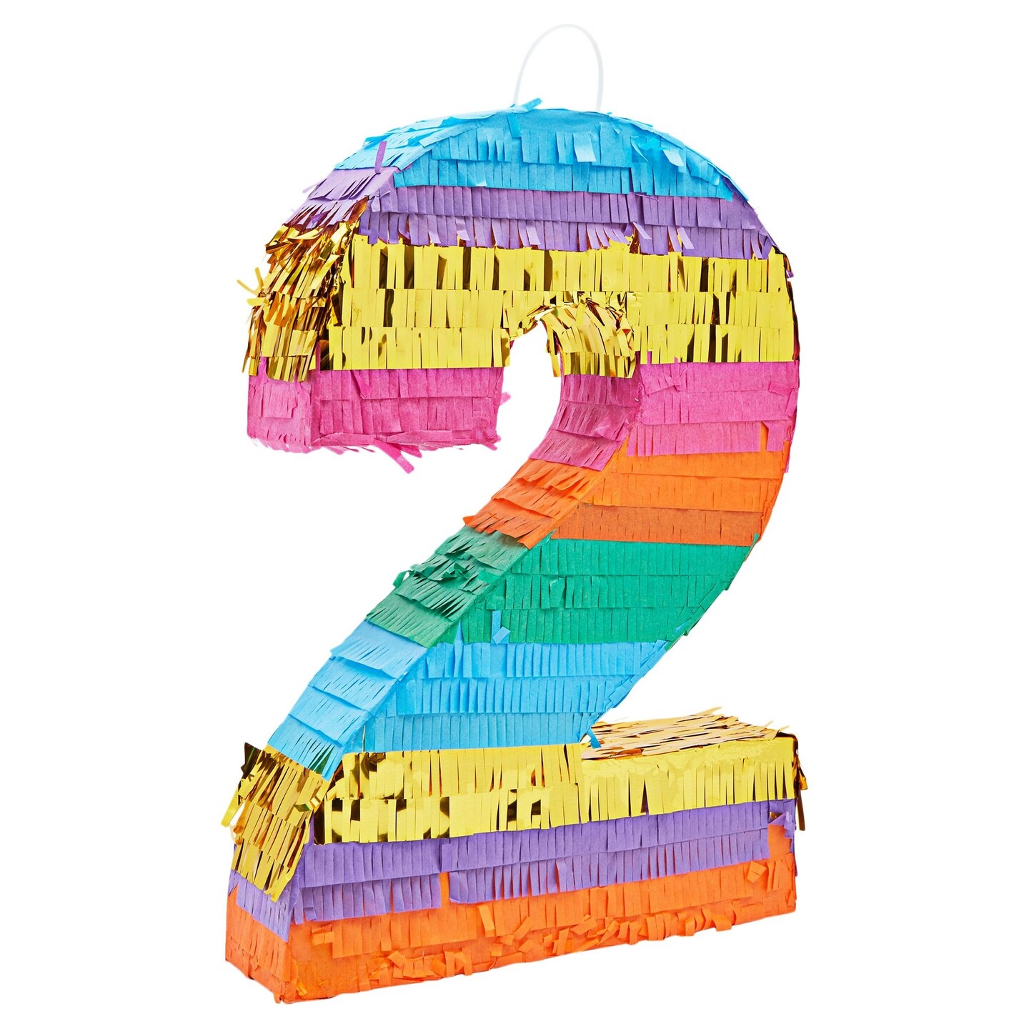Small Fiesta Number 2 Pinata for Kid&#x27;s Party, 2nd Birthday Decorations (Rainbow, 11 x 16.5 x 3 In)