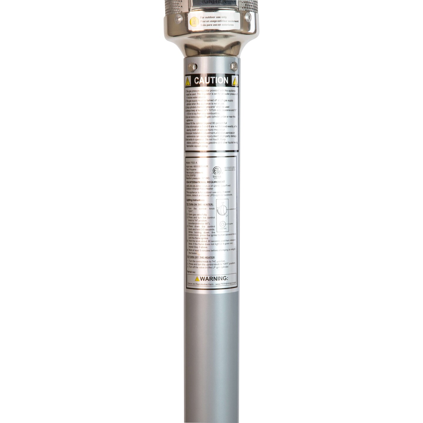 Merrick Lane Stainless Steel 7.5' Tall 40,000 BTU Outdoor Propane Patio Heater with Wheels