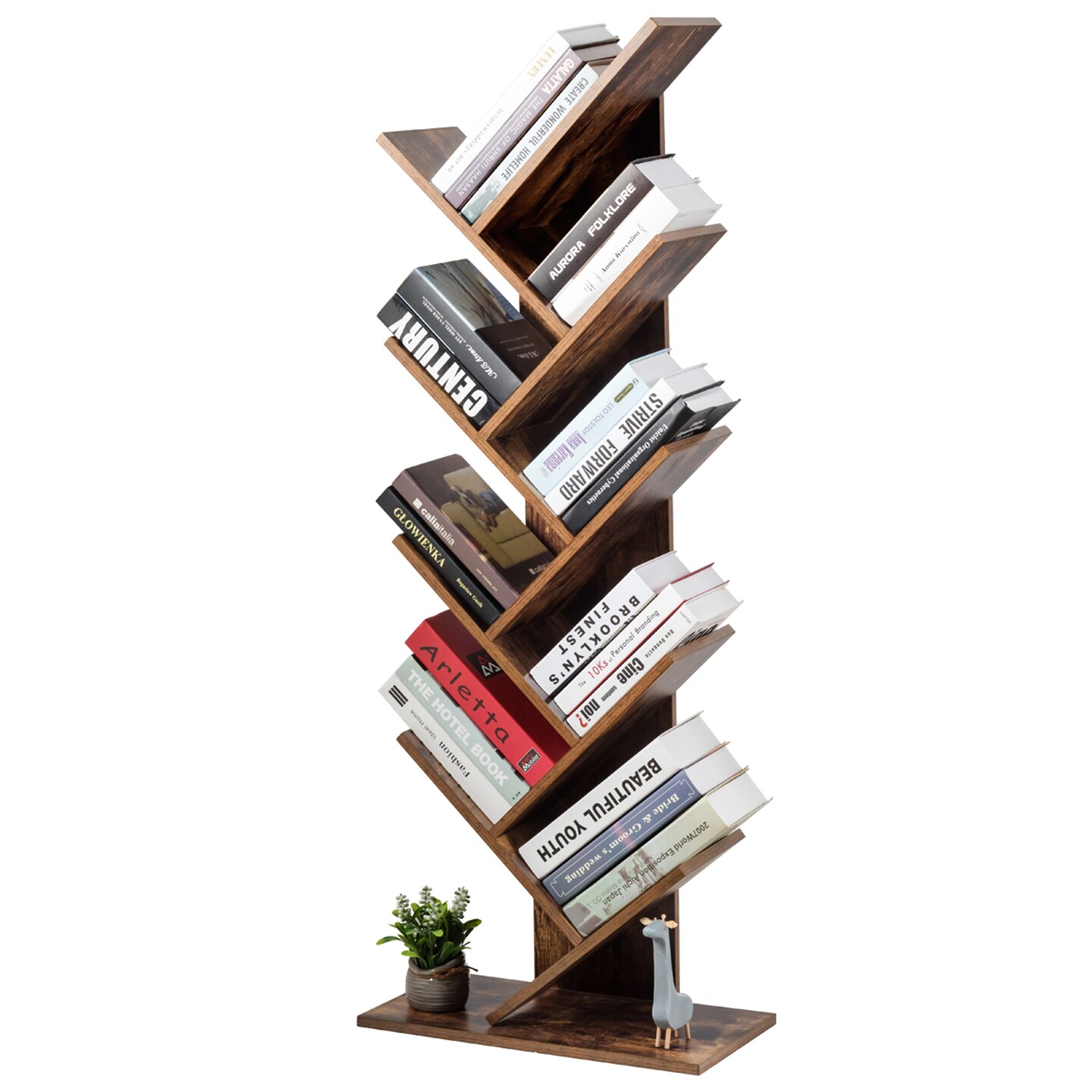Costway Tree Bookshelf 8-Tier Bookcase Free Standing Book Rack Display Stand