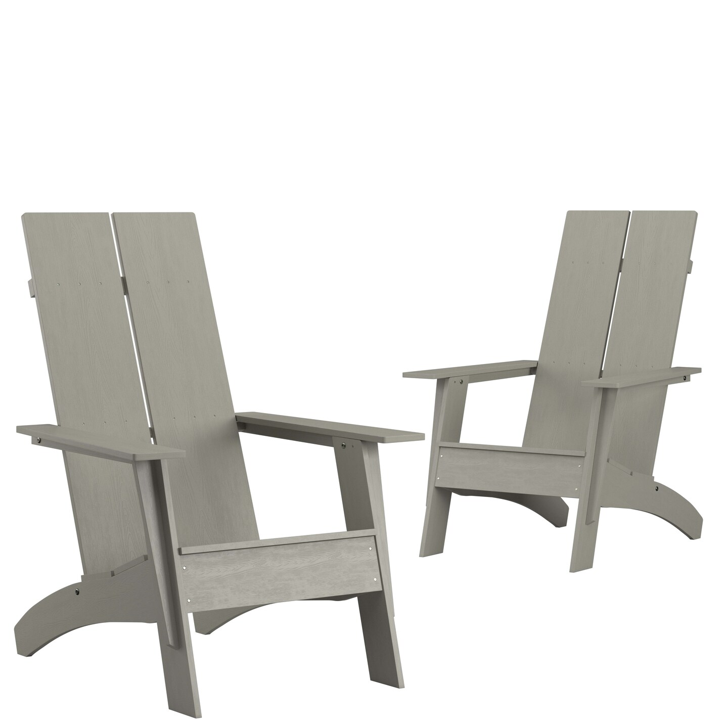 Merrick Lane Set of 2 Piedmont Modern All-Weather Poly Resin Wood Adirondack Chairs