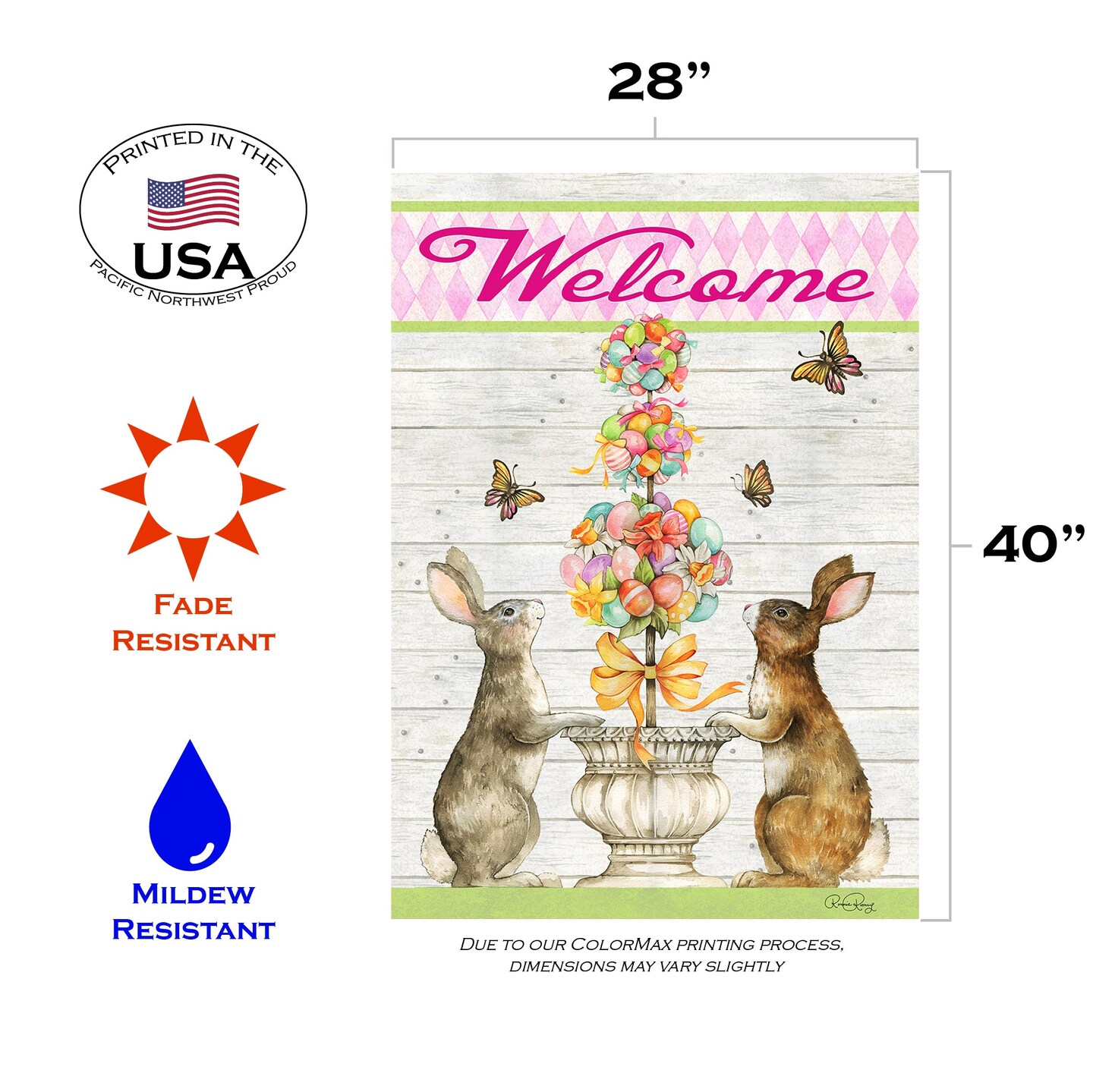 Easter Bunny Topiary Decorative Easter Double Sided Flag