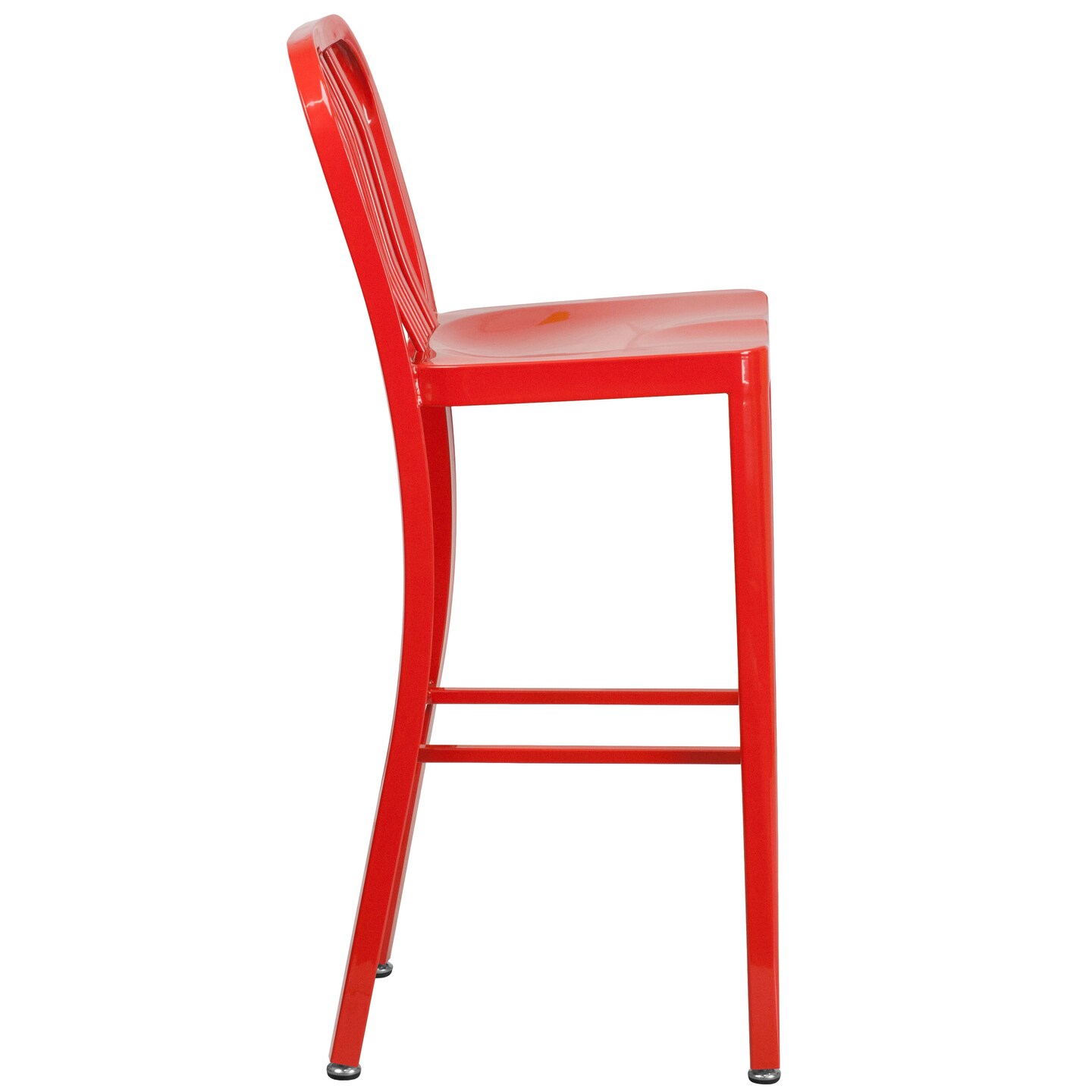 Merrick Lane Santorini 30 Inch Galvanized Steel Indoor/Outdoor Counter Bar Stool With Slatted Back And Powder Coated Finish