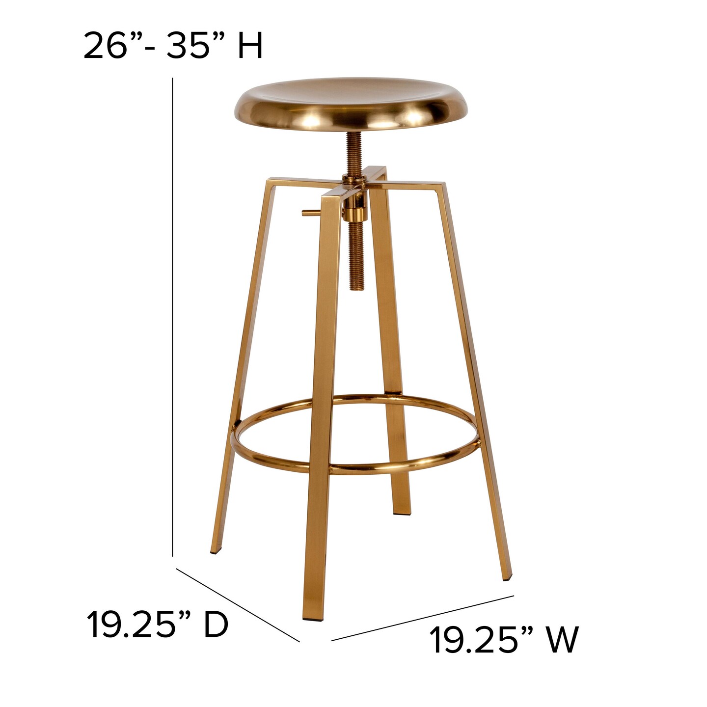 Merrick Lane Serling Series Industrial Style Bar Stool with Height Adjustable Swivel Seat